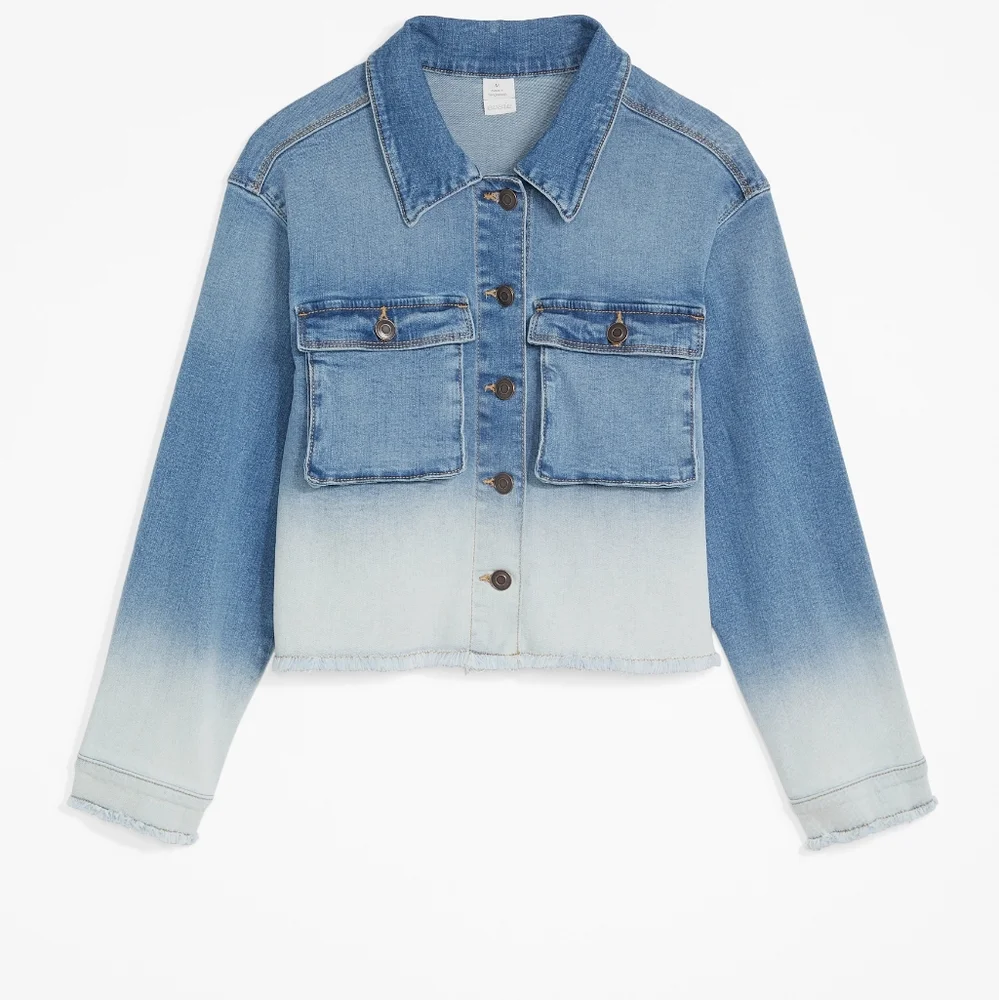 Girls Frayed Ombre Denim Jacket - Picture 1 of 1